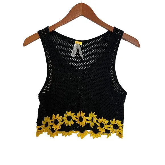 Agua Bendita Free People Colaboration Brit Sunshower Crop Top Tank Black Size S - Picture 4 of 12